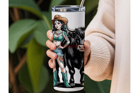 Day of the Dead Cowgirl 20oz Tumbler Sublimation DesignSVG 