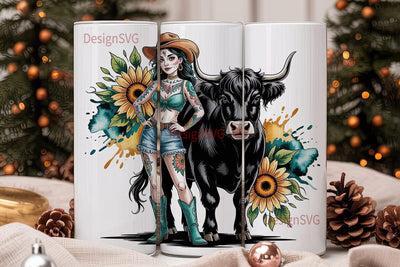 Day of the Dead Cowgirl 20oz Tumbler Sublimation DesignSVG 