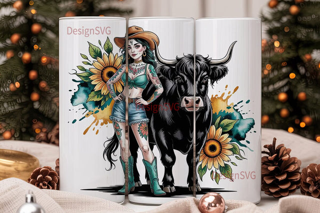 Day of the Dead Cowgirl 20oz Tumbler Sublimation DesignSVG 