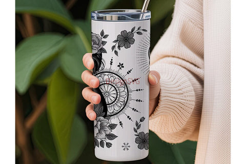 Day of the Dead Floral Skull Tumbler Sublimation DesignSVG 