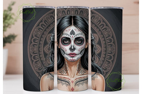 Day of the Dead Girl 20oz Tumbler Wrap Sublimation PixelChick 