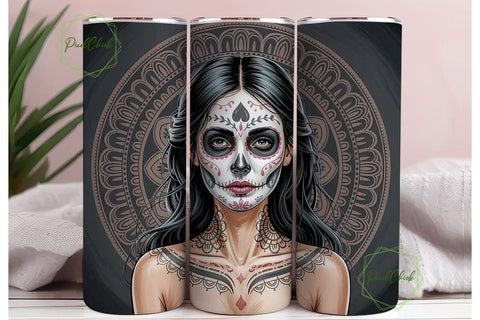 Day of the Dead Girl 20oz Tumbler Wrap Sublimation PixelChick 