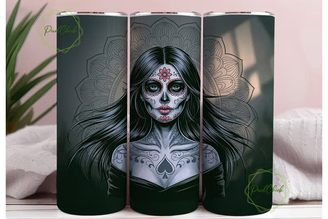 Day of the Dead Girl 20oz Tumbler Wrap Sublimation PixelChick 