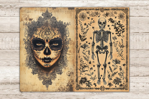 Day Of The Dead Junk Journal Pages | Gothic Ephemera SVG GlamArtZhanna 
