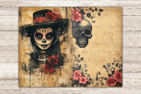 Day Of The Dead Junk Journal Pages | Gothic Ephemera SVG GlamArtZhanna 