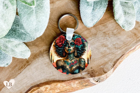 Day of The Dead Keychain Sublimation, Key Ring Design PNG Sublimation BijouBay 