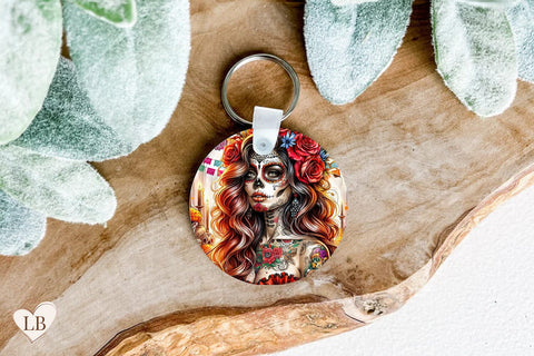 Day of The Dead Keychain Sublimation, Key Ring Design PNG Sublimation BijouBay 