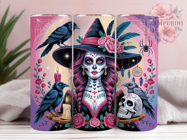 Day of the Dead La Catrina Tumbler, La Catrina Wrap, Sugar Skull Tumbler, Mexican Holiday Cup, Dia De Los Muertos Mug, Skeleton Lady Art, Halloween Tumbler Design Sublimation Li Zamperini 