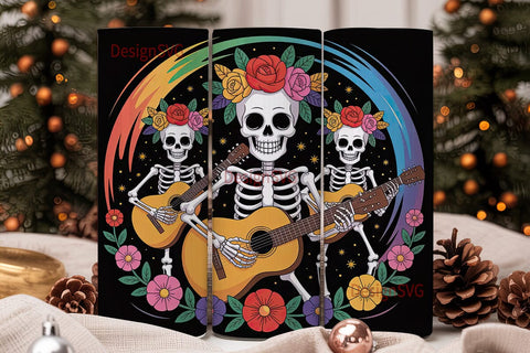 Day of the Dead Musicians 20oz Tumbler Sublimation DesignSVG 