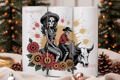 Day of the Dead Rodeo Tumbler Wrap Sublimation DesignSVG 