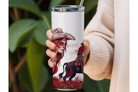 Day of the Dead Rodeo Tumbler Wrap Sublimation DesignSVG 