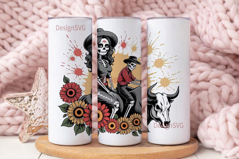 Day of the Dead Rodeo Tumbler Wrap Sublimation DesignSVG 