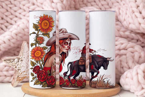 Day of the Dead Rodeo Tumbler Wrap Sublimation DesignSVG 