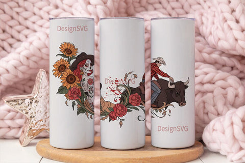 Day of the Dead Rodeo Tumbler Wrap Sublimation DesignSVG 