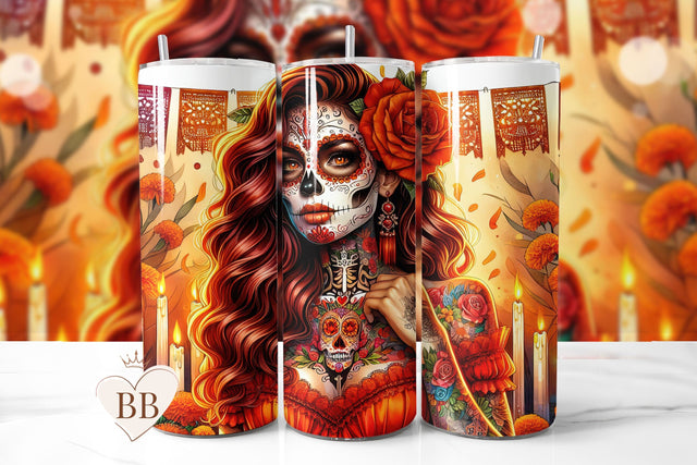 Day Of The Dead Seamless Tumbler Wrap Sublimation BijouBay 