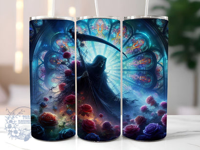 Day Of The Dead Style Grim Reaper 20oz Skinny Tumbler, Halloween Tumbler Png, Straight & Tapered Tumbler Wrap, Instant Digital Download Sublimation ToriDesigns 