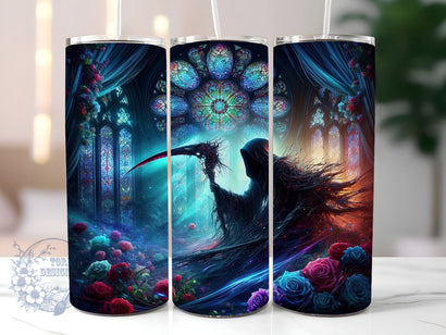 Day Of The Dead Style Grim Reaper 20oz Skinny Tumbler, Halloween Tumbler Png, Straight & Tapered Tumbler Wrap, Instant Digital Download Sublimation ToriDesigns 