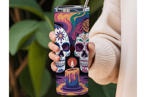 Day of the Dead Sugar Skull 20oz Tumbler Sublimation DesignSVG 