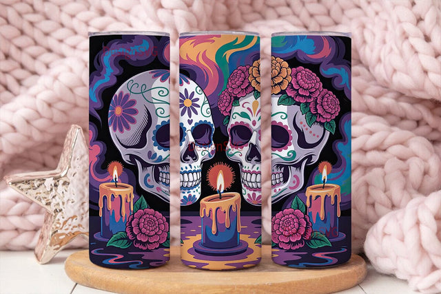 Day of the Dead Sugar Skull 20oz Tumbler Sublimation DesignSVG 