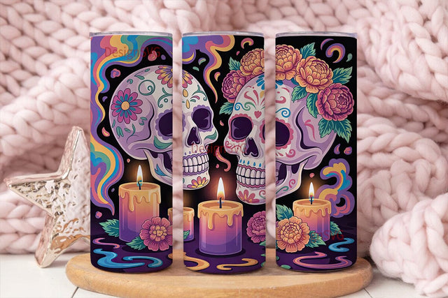 Day of the Dead Sugar Skull 20oz Tumbler Sublimation DesignSVG 