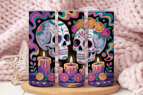 Day of the Dead Sugar Skull 20oz Tumbler Sublimation DesignSVG 