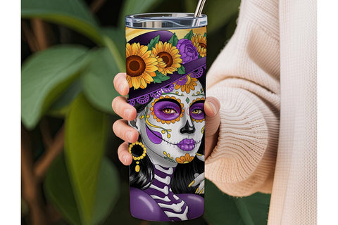 Day of the Dead Sugar Skull 20oz Tumbler Sublimation DesignSVG 