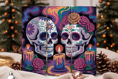Day of the Dead Sugar Skull 20oz Tumbler Sublimation DesignSVG 