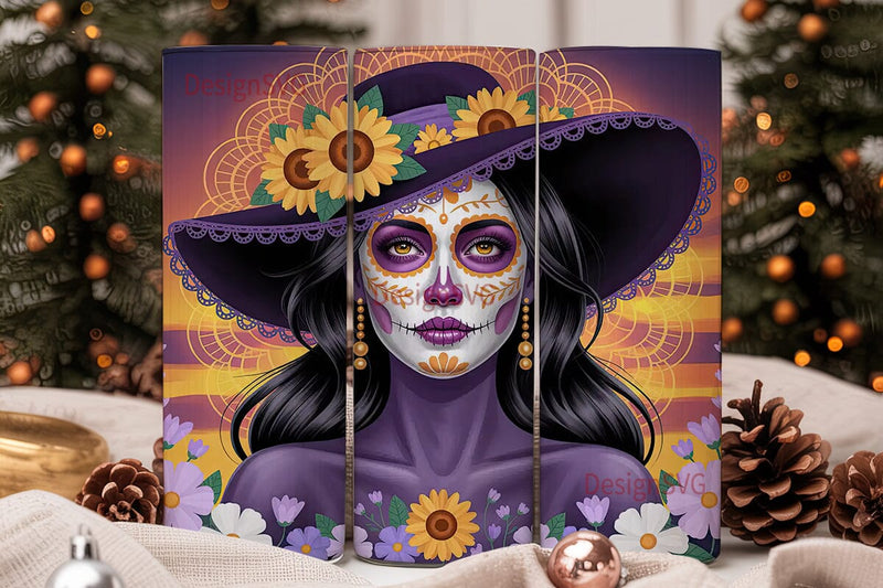 Day of the Dead Sugar Skull 20oz Tumbler Sublimation DesignSVG 