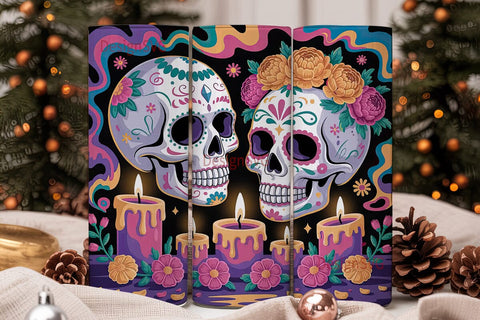 Day of the Dead Sugar Skull 20oz Tumbler Sublimation DesignSVG 