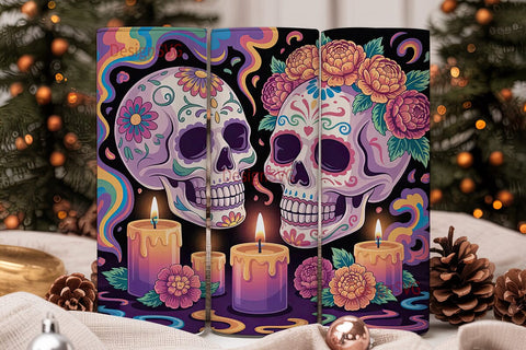 Day of the Dead Sugar Skull 20oz Tumbler Sublimation DesignSVG 