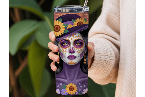 Day of the Dead Sugar Skull 20oz Tumbler Sublimation DesignSVG 