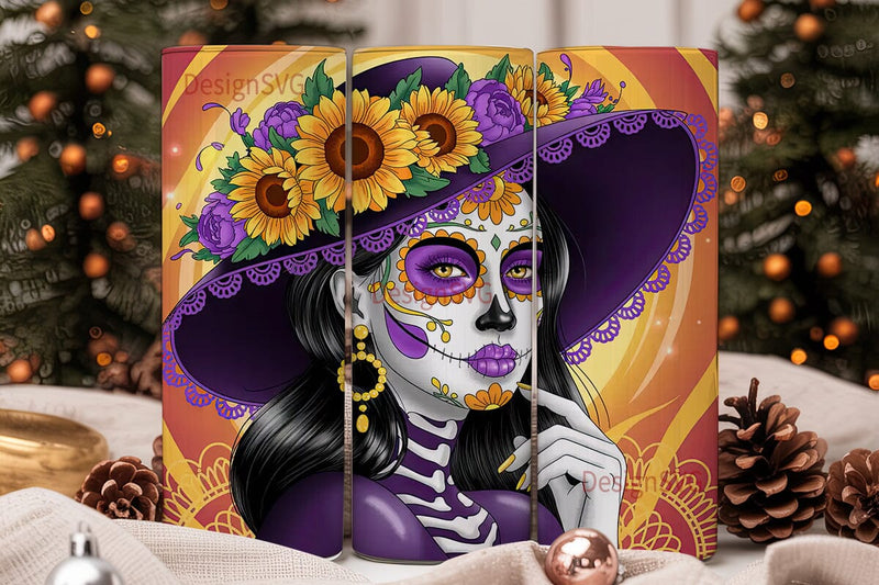 Day of the Dead Sugar Skull 20oz Tumbler Sublimation DesignSVG 