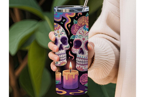 Day of the Dead Sugar Skull 20oz Tumbler Sublimation DesignSVG 