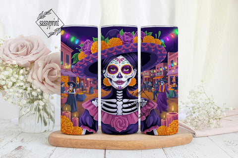 Day of the Dead Sugar Skull 20oz Tumbler Sublimation sassyprint 