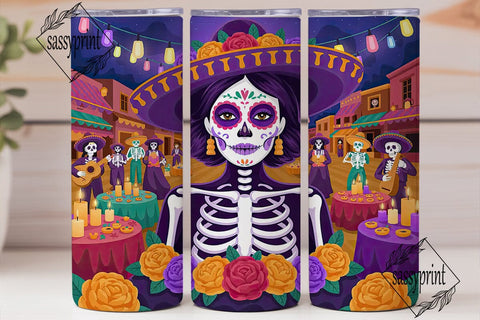 Day of the Dead Sugar Skull 20oz Tumbler Sublimation sassyprint 