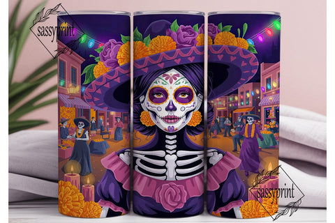 Day of the Dead Sugar Skull 20oz Tumbler Sublimation sassyprint 