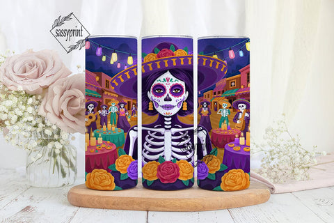 Day of the Dead Sugar Skull 20oz Tumbler Sublimation sassyprint 