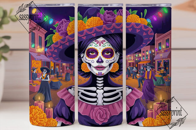 Day of the Dead Sugar Skull 20oz Tumbler Sublimation sassyprint 