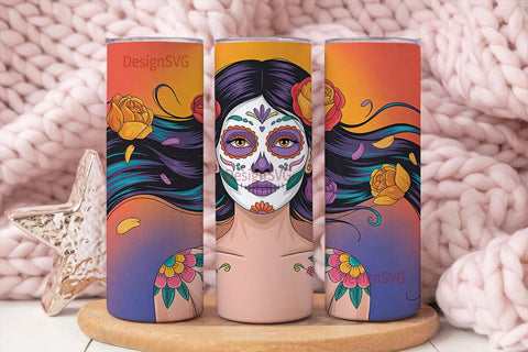Day of the Dead Sugar Skull Girl 20oz Sublimation DesignSVG 