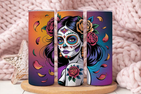 Day of the Dead Sugar Skull Girl 20oz Sublimation DesignSVG 
