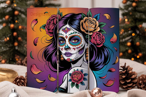 Day of the Dead Sugar Skull Girl 20oz Sublimation DesignSVG 