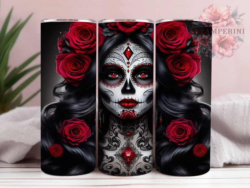Day of the Dead Sugar Skull Tumbler, Dia De Los Muertos Cup, Sugar Skull Art Mug, Mexican Holiday Drinkware, Colorful Skull Tumbler, Festive Cultura Gift, Skeleton Party Cup Sublimation Li Zamperini 