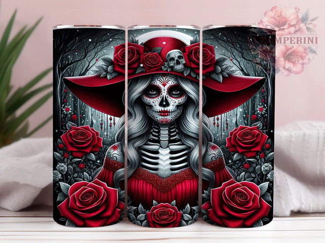 Day Of The Dead Sugar Skull Tumbler, Sugar Skull Cup Wrap, 20Oz Sublimation Design, Dia De Los Muertos Drinkware, Colorful Skull Coffee Cup, Mexican Holiday Tumbler, Festive Skull Mug Sublimation Li Zamperini 