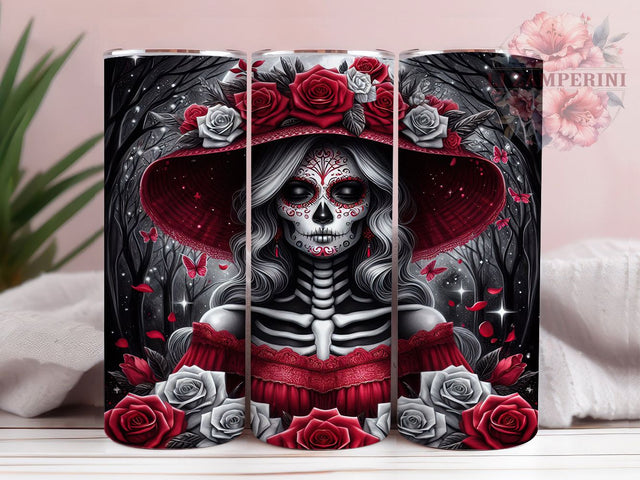 Day Of The Dead Sugar Skull Tumbler, Sugar Skull Cup Wrap, 20Oz Sublimation Design, Dia De Los Muertos Drinkware, Colorful Skull Coffee Cup, Mexican Holiday Tumbler, Festive Skull Mug Sublimation Li Zamperini 