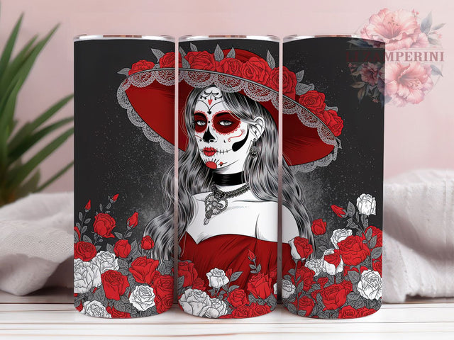 Day of the Dead Sugar Skull Tumbler, Sugar Skull Girl Cup, Dia De Los Muertos Mug, Mexican Holiday Drinkware, Skeleton Girl Art, Floral Skull Tumbler, Festive Latina Gift Sublimation Li Zamperini 