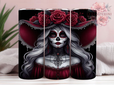 Day of the Dead Sugar Skull Tumbler, Sugar Skull Girl Cup, Dia De Los Muertos Mug, Mexican Holiday Drinkware, Skeleton Girl Art, Floral Skull Tumbler, Festive Latina Gift Sublimation Li Zamperini 