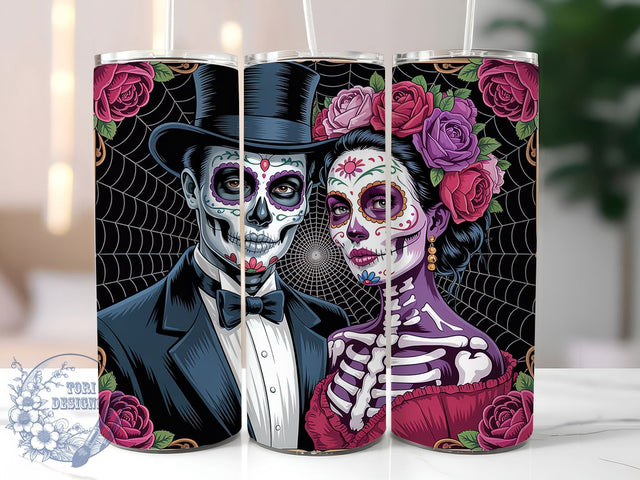 Day of the Dead Sugar Skull Tumbler Wrap, Sugar Skulls Wrap, Dia De Los Muertos Cup, Halloween 20Oz Design, Colorful Skull Drinkware, Mexican Holiday Tumbler, Skull Lovers Mug Design Sublimation ToriDesigns 
