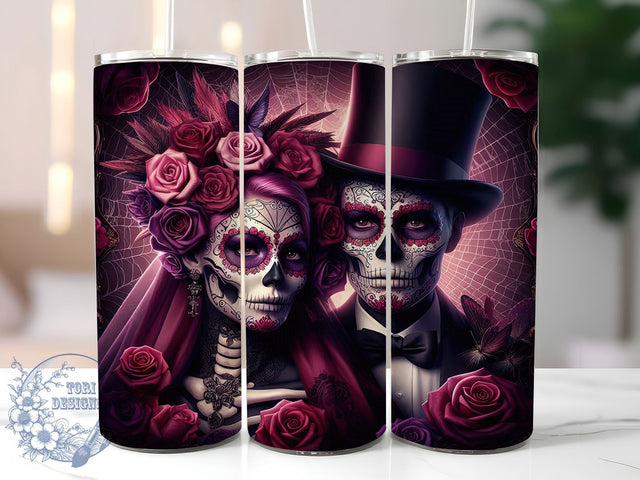 Day of the Dead Sugar Skull Tumbler Wrap, Sugar Skulls Wrap, Dia De Los Muertos Cup, Halloween 20Oz Design, Colorful Skull Drinkware, Mexican Holiday Tumbler, Skull Lovers Mug Design Sublimation ToriDesigns 