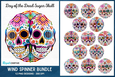 Day of the Dead Sugar Skulls Wind Spinner Sublimation Bundle Sublimation Regulrcrative 