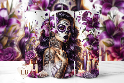 Day of the Dead Tumbler Sublimation Wrap PNG Sublimation BijouBay 
